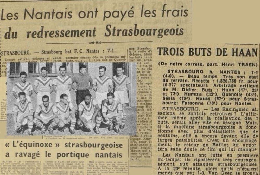 Strasbourg-Nantes 1952, première douloureuse à la Meinau