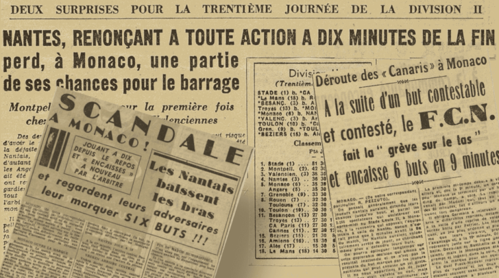 Monaco-FCN 1952 : la grève du jeu
