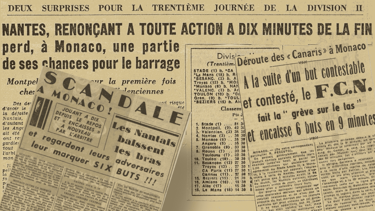 Monaco-FCN 1952 : la grève du jeu